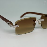 Lunettes de soleil de luxe sans monture avec verres dégradés marron, monture en diamant Moissanite taille poire VVS, style Hip Hop, lunettes de mode modernes