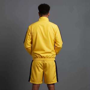 Latest Design Men's Polyester Breathable Windbreaker <b>Short</b> Sets Color Block Stand Collar Zipper <b>Jacket</b> &Long String <b>Shorts</b> OEM - Product Image 4