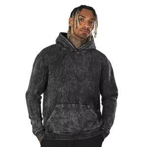 Sudadera con Capucha de Punto para Hombre, Estilo Oversize, Lavada, Color Negro Sólido, Informal, para Otoño - Product Image 2