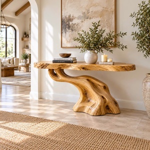 Table console rustique à bord naturel pour entrée, design rustique, table d'appoint artisanale, mobilier - Product Image 5