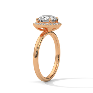แหวนเพชรเพาะเลี้ยงในห้องปฏิบัติการที่ได้รับการรับรองจาก GRA แหวนทองคำแท้ 14K สีโรสโกลด์สำหรับเจ้าสาว ประดับเพชรทรงกลมด้านหน้าและด้านข้างด้วยดีไซน์แบบฝังเพชร - Product Image 2