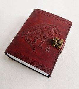 Vintage Handmade Leather Journal with Dragon Embossed Cover | Lock Diary Notebook | Antique Writing Sketchbook Gift - Product Image 2