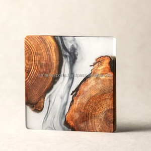 Hiện Đại Handmade Nhựa Gỗ Coaster Đặt Vòng Và Vuông Trà Coaster Cup Chủ Uống Mat Bàn Ăn Phòng Khách Thanh Accessorie - Product Image 2