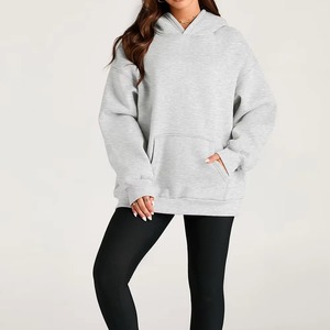 Sudadera con capucha oversize de algodón grueso para mujer, corte holgado, hombros caídos, informal, cálida, para invierno, estilo urbano - Product Image 5