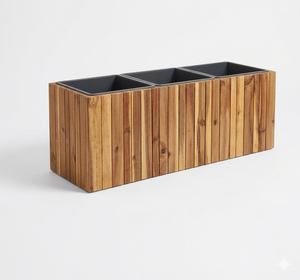 Jardinière en bois pour jardin, style rustique, 3 compartiments, pot à fleurs pour plantes et légumes - Product Image 1