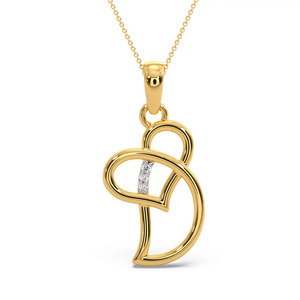 Collier avec pendentif en forme de double cœur avec accent diamant - Product Image 2