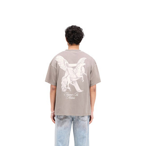 เสื้อยืดสีเทาฟอกหินทรงโอเวอร์ไซส์สำหรับผู้ชาย พิมพ์ลายกราฟิกตำนานด้วยเทคนิค DTG ผ้าฝ้าย สไตล์สตรีทแวร์ ขายส่ง - Product Image 4