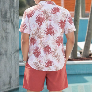 Summer Shirt Men's Casual Beech Wear 300 Grams Breathable Quick Dry Eco-Friendly Short Sleeve Floral Print Design 100% Polyest - Product Image 2