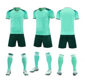 Ensemble d'uniformes de football de haute qualité, couleurs personnalisées, logo, 100% coton, col en V, taille élastique, manches courtes, séchage rapide, unisexe, pour tous - Product Image 3