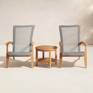 Luxury <b>Outdoor</b> Teak Wood Lounge Chair Set Patio Furniture Rope Armchair with <b>Side</b> <b>Table</b> for Garden Resort - Product Image 2
