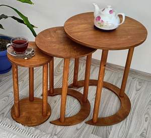 Mesa Auxiliar Antigua de Madera para Decoración de Sala de Estar o Dormitorio, con Acabado Tradicional en Madera Sólida Hecha a Mano - Product Image 5