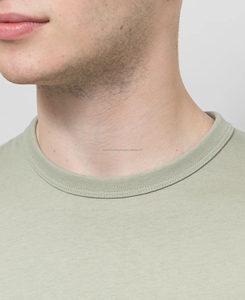 T-shirt léger en coton vert olive pour homme, manches courtes, col rond, coupe classique, couleur unie, tricot jersey, design uni, 160 g - Product Image 5