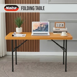 Mesa Plegable Naiba 122x61x71cm, Diseño Portátil que Ahorra Espacio con Patas Metálicas y Anillo de Bloqueo - Product Image 3