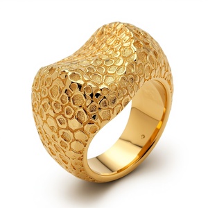 Chunky <b>Ring</b> Sterling <b>Silver</b> 925 Gold Vermeil 2 Micron Statement <b>Ring</b> Modern Bold Textured Fine Jewelry - Product Image 6