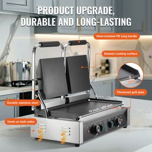 Piastra Elettrica Professionale per Panini in Acciaio Inox 3600W con Controllo della Temperatura - Product Image 3