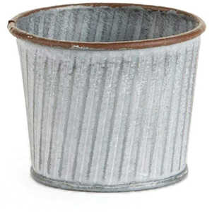 Pot de fleurs vintage en métal galvanisé avec bordure effet rouille, seau à fleurs ondulé pour intérieur/extérieur, style ferme, pour plantes succulentes et jardin - Product Image 1