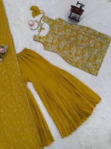 Elegante Conjunto de Vestido Cultural Sharara con Dupatta, con Diseño Artístico para Mujer, Atractivo para Fiestas y Bodas, al por Mayor - Product Image 3