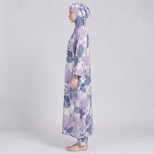 Ensemble Burkini Modeste 4 Pièces pour Femmes Musulmanes, Hijab Modeste à Couverture Complète, Imprimé sur le Devant, Séchage Rapide, Grandes Tailles - Product Image 6