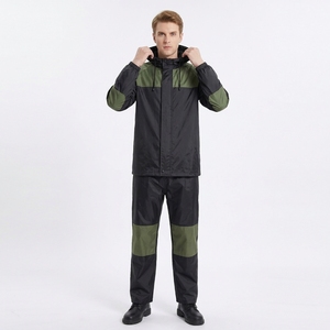 Maroon Red <b>Rain</b> <b>Coat</b> Sets Reflective Chest Striped Breathable Polyester Wind Stopper Daily Commuter Utility Outerwears - Product Image 3