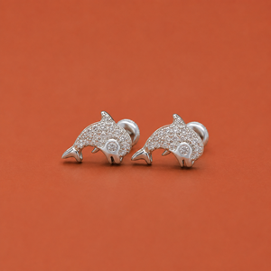 Boucles d'oreilles en argent sterling 925 avec moissanite en forme de dauphin et diamant moissanite étincelant - Product Image 2