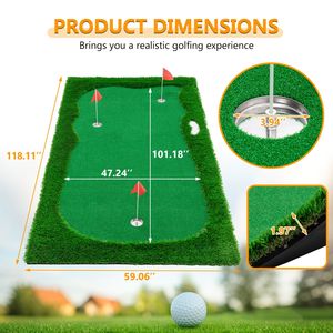 Tapete de Golf de Césped Artificial de Alta Calidad de 10x5 pies con 3 Hoyos, 3 Banderas y 3 Copas para Entrenamiento en Interiores y Exteriores - Product Image 3