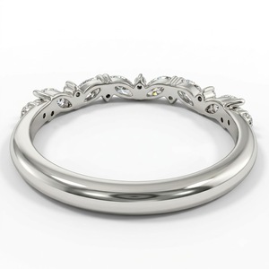 Anillo de Boda con Diamante Cultivado en Laboratorio, Corte Marquesa y Redondo, 0.47 CTW, Certificado por IGI, Oro Blanco Sólido de 18K, Anillo Curvo Tipo Tiara Apilable - Product Image 2