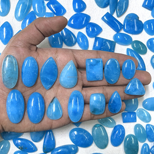 Cabochons en quartz héminorphite bleu Radha Arts, vente en gros pour la fabrication de pendentifs et de colliers, formes ovales 20-35mm - Product Image 2