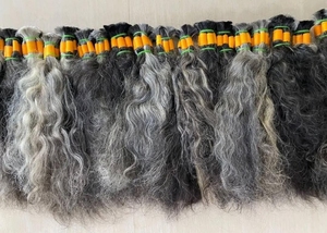 Extensions de cheveux naturels vierges indiens gris, à trame unique, en vrac - Product Image 4