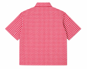<b>Red</b> White <b>Gingham</b> Men's Short Sleeve Button Up Shirt Boxy Fit Casual Summer Check Pattern Custom Design - Product Image 2