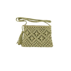 Handmade Bag for Women Stylish <b>Green</b> Cotton Rope Hand Woven Shoulder Sling Bag with Zipper Closure Casual Beach Travel <b>Purse</b> - Product Image 5