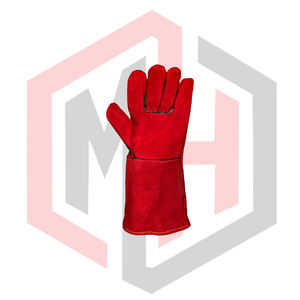 Gants de soudeur en cuir rouge, renforcés, pour la sécurité industrielle et la lutte contre les incendies, 14 pouces, antistatiques, sans silicone, sans poudre - Product Image 2