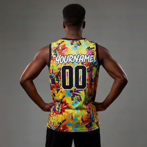 Maillot de basket-ball en mesh sublimé respirant sur mesure OEM pour hommes, 100% polyester, antibactérien, design personnalisé, noms et numéros - Product Image 5