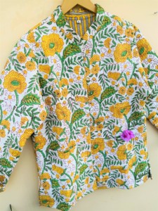 Chaqueta de Invierno Reversible de Algodón con Estampado Floral |   Ropa exterior acolchada estampada gruesa hecha a mano para mujer |   Combinación Informal de Prendas |   Ecológico - Product Image 3