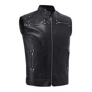 Gilet en cuir de qualité supérieure, meilleur matériau, gilet en cuir de qualité professionnelle, gilet en cuir pour motard - Product Image 2
