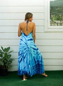 Colección de verano Elegante Tie-Dye Long Maxi Dress Mangas Elegante Beach Look Spaghetti Strips Sweet Sun Style Precios al por mayor - Product Image 4