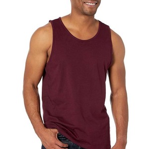 Men's Solid Color Cotton Tank <b>Top</b> O-Neck Casual Sleeveless Knitted <b>Top</b> <b>Maroon</b> - Product Image 5