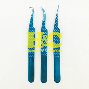 <b>Top</b> Deals Blue Plasma Lash Tweezers Pointed Sustainable Stainless Steel Eyelash Extension Tweezers Anti-Magnetic Tweezers - Product Image 1