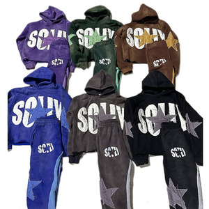 Custom Sunfade Embroidery Hooded Solid Winter <b>Tracksuit</b> 100% Cotton Fleece Fully Customized Design for Casual Streetwear Unisex - Product Image 1