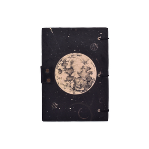 <b>A5</b> Size Moon Space Design Handmade Paper Notebook Lock Diary | 200 Pages Double Side Eco Friendly Journal Aesthetic Night Theme - Product Image 2