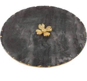 Plateau de service en marbre noir écologique, best-seller, plateau luxueux fait main, design moderne et unique, pour la maison, le bureau, la salle à manger - Product Image 1