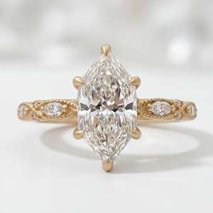 Exquisito Anillo de Compromiso con Diamante Cultivado en Laboratorio, Corte Marquesa, con Engaste de Garras, Plata de Ley 925, Joyería para Mujer, para Fiestas y Bodas - Product Image 4