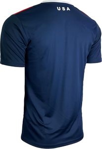 Camiseta de Fútbol de EE. UU. para Hombre, Cuello en V, Manga Corta, Azul Marino y Rojo, Sublimada, Absorbe la Humedad, Ropa Deportiva - Product Image 5