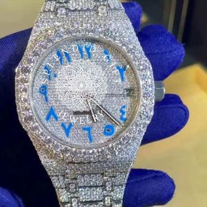 Splendide coffret cadeau de bijoux : Montre pour homme avec diamants, boîtier 28 mm, analogique, quartz, cristal saphir, moissanite, argent, mouvement ETA, étanche 10 m - Product Image 3