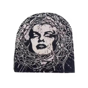 Bonnet en tricot jacquard personnalisé à motif sublimé, style court en acrylique, avec logo personnalisé, imprimé graphique – Vente chaude - Product Image 1