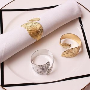 Gold Feather Napkin Ring Metal Table Decoration for <b>Wedding</b> Party Valentine's DayLuxury Golden Metal Portable Napkin & <b>Tissue</b> - Product Image 5