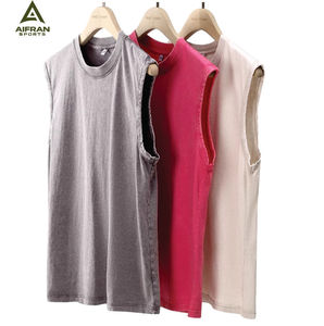 AIFRAN SPORTS Men's Sleeveless Muscle Tank Top Crew Neck Casual Gym <b>Vest</b> 100% Cotton for Wash Letter Logo - Product Image 1