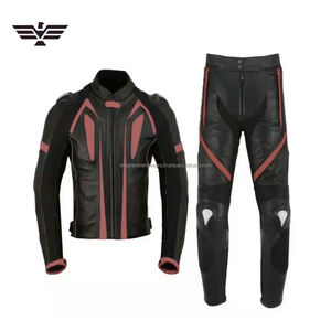 Traje de Motociclismo de Cuero de 2 Piezas Premium con Protección CE, Chaqueta y Pantalones para Hombre con Logotipo Frontal - Product Image 1