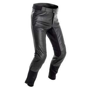 Pantalon Moto Homme Noir en PU, Taille Haute, Coupe Droite, Fermeture Boutonnée, Tissu Tissé Lourd Coupe-Vent, Style Automne - Product Image 1