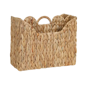 Handwoven Water Hyacinth <b>File</b> Basket, Split <b>Storage</b> Basket with Handles, Newspaper & Book Holder For Home & Office From Vietnam - Product Image 2