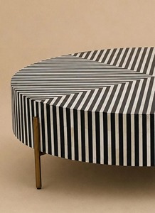 Mesa de Centro de Lujo Hecha a Mano con Incrustaciones de Hueso, Mesa de Centro Redonda con Incrustaciones de Hueso de Alta Calidad para Sala de Estar - Product Image 6